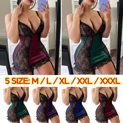 $8.55 • Buy Plus Size Women Sexy Lace Lingerie Babydoll Bodycon Nightdress Nighties Dress
