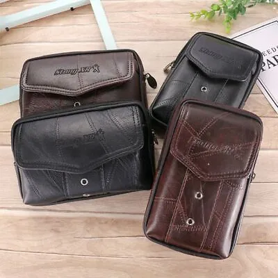 Vintage Leather Waist Bag Belt Carry Phone Pouch Wallet For Case • £7.02