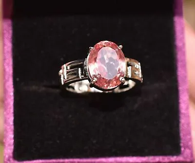 Certified Natural 5.00 Ct Pink Padparadscha Sapphire Wedding Ring 14K White Gold • £580.87
