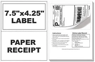 1000 Self Adhesive Mailing Shipping Labels W/ Tear Off Paper Receipt Paypal  • $64.95