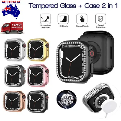$6.99 • Buy For Apple Watch 4 5 6 7 SE Bling Diamond Bumper Case Screen Protector Full Cover