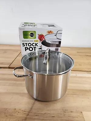 Greenpan 8.3 Qt Stainless Steel Stockpot Straining Glass Lid 3 Ply Base • $26.59