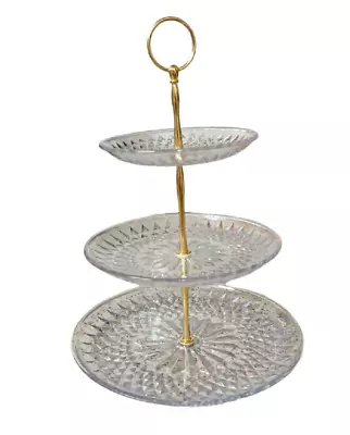 3 Tier Acrylic Cup Cake Stand With Brass Coloured Rods Brand New 6 8 10 Ins • £15.74