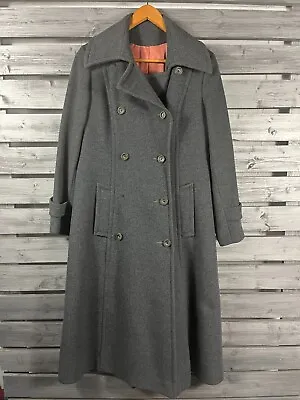 Vintage 60s 70s Lorendale Gray 100% Wool Trench Coat Jacket Womens Small/M • $49.99