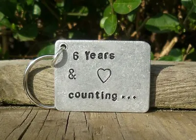 Cute 6th Wedding Anniversary Gift Keyring 6 YEARS & Counting Keychain Love  Iron • £12.99