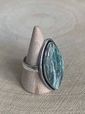 Fluorite Marquise Ring Size O Sterling Silver 925 Plated Engraved Vintage Boho • $11.85