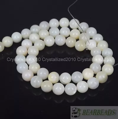 Natural White Mother Of Pearl MOP Shell Round Beads 4mm 6mm 8mm 10m 12mm 16’‘ • £2.63