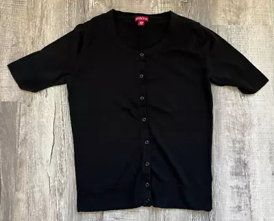 Merona Women's Black Short Sleeve Button Front Cardigan Medium M Sweater • $8