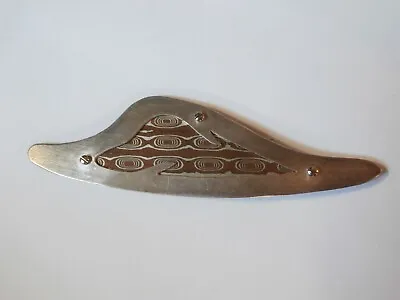 Mokume Gane Vintage Sterling Silver Copper Modernist Handmade Pin Brooch • $190