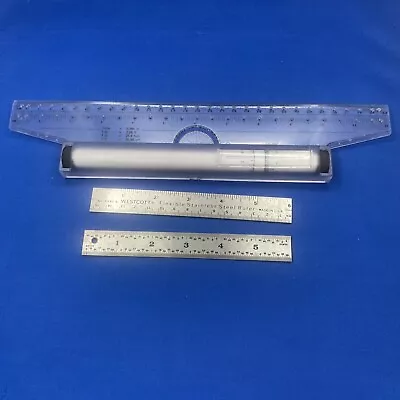 LOT OF 3 Vintage Rulers 2 Small Aluminum 6 Inches And One Protractor Ruler • $13.99