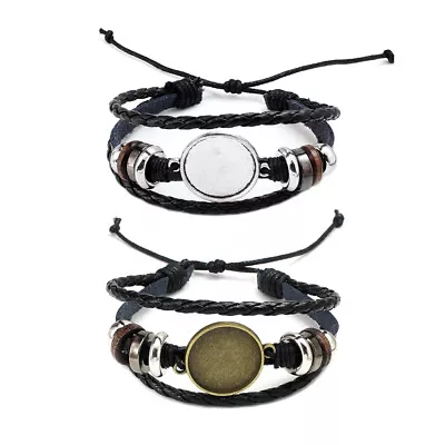 £3.16 • Buy Round 20MM Photo Glass Cabochon Bracelet Setting Base Bezel Tray Jewelry Making