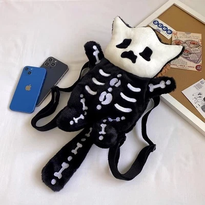 £12.99 • Buy Black Skull Plush Backpack Travel Bag