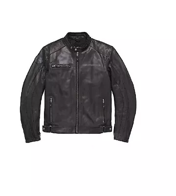 HD Men's Blouson  CUIR Skull Reflective-Motorbike Leather Jacket • $49.99