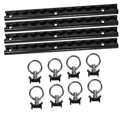 4 Pcs Of 12 Inch Black L Track Rail & 8 Pcs Of Single Stud Hooks W/ Round Ring • $49.99