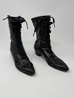 Vintage Ladies Boots 36 Holes Lace-up Handmade Turn Of Century • $28