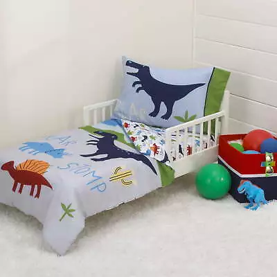 4-Piece Toddler Bedding Set Blue Green Dino • $24.37