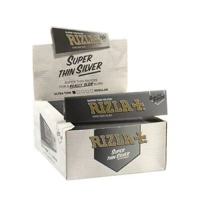 Full Box (50) Silver Rizla Kingsize Thin 50 Rolling Papers Slim King Size • £18.99