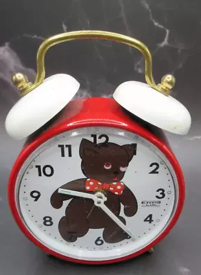 Blessing ~west Germany Bear Moving Eyes As He Ticks~red & White Alarm Clock • $129