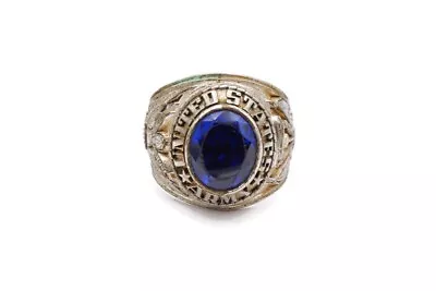 Vintage United States Army Silver Plated Blue Stone Ring Size 11.75 • $67.99