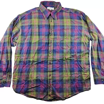 £16.99 • Buy Vintage St Michael 90s M&S Green Mix Tartan Brushed Cotton Shirt Size XL Mens