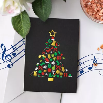 Holiday Musical Gold Foil Card Merry Christmas Musical Greeting Card 00001 • $7.89