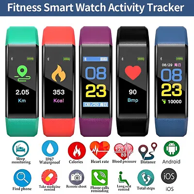 Fitness Smart Watch Activity Tracker WomenMen Kids Fitbit Android IOS Heart Rate • $15.10
