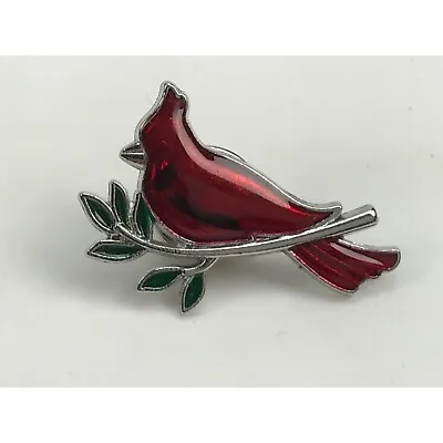 Red Cardinal Perched On Branch Memorial Bereavement Keepsake Pin Brooch • $10