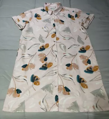$30 • Buy Rachel Zoe 100% Linen Floral Shift Tunic Shirt Dress Button Up Multicolor SZ L