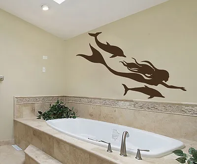 Wall Decals Mermaid Dolphin Decal Vinyl Sticker Bathroom Nursery Decor MS696 • $28.99