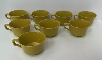 Vintage Harvest Yellow Gold Melmac Melamine Plastic Coffee Cup Mug Lot Of 8 • $9.49