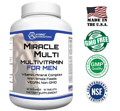 Multivitamin Mineral For Men Best High Potency Mens Vitamin Non-GMO Supplement • $25.95