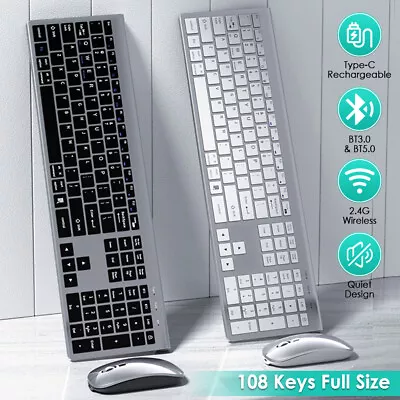 Noiseless Wireless Keyboard  Mouse Set Waterproof 2.4G For Mac Apple PC Computer • $43.79