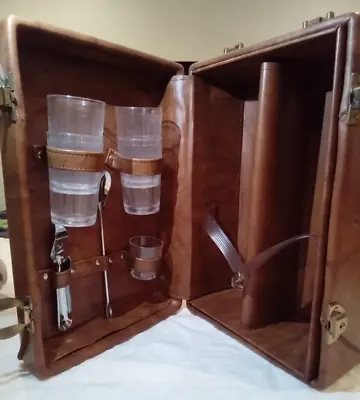 Vintage Travel Bar Set - Beautiful And Unique Carry Case With Top Handle • $45