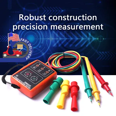 US 3 Phase Sequence Rotation Tester Indicator Detector Meter LED Buzzer Tool Kit • $21.27