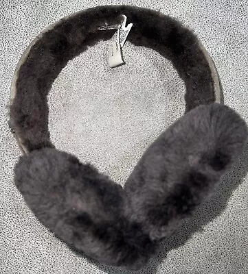 Ugg Australia Shearling Sheepskin & Leather Earmuffs Chocolate Brown Winter EUC • £45