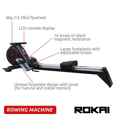 £219.99 • Buy Viavito Rokai Magnetic Rower Fitness Folding Rowing Machine