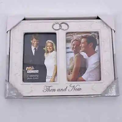 Malden Then And Now Wedding Anniversary Photo Frame Porcelain 3.5x5 Inch NEW • $14.83