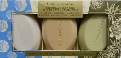 Crabtree & Evelyn Essentials Soap Trio-La Source Goatmilk Gardener  6.5 Oz Ea • £18.31