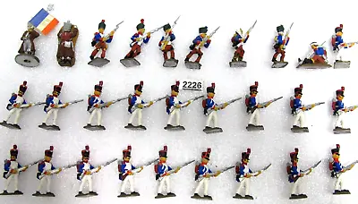 28 Napoleonic Metal Soldiers French Infantry Part Painted 3.5 Cm Tall - (2226) • £16.99