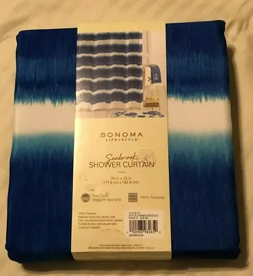 $24.99 • Buy Sonoma Life+Style Seabrook Fabric Shower Curtain: Wave Pattern, Blu/Wht, 70 X72 