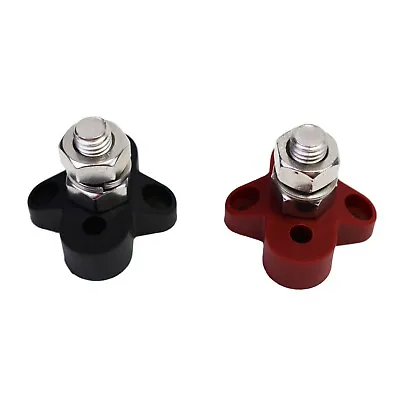 $9.99 • Buy 3/8  Stainless Steel Single Stud Power And Ground Junction Block Red And Black