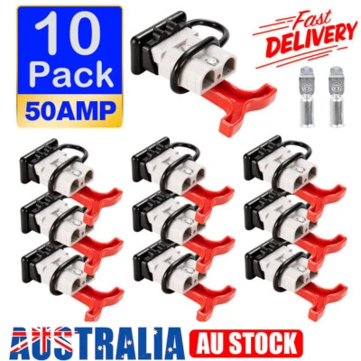 $26.99 • Buy 10x Anderson Style Plug Connectors 50 AMP T Handle Dust Cap Cover Solar 6AWG