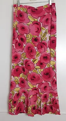 Lucia Lukken Women's Peplum Hem Long Floral Skirt Size Large Rayon • $30