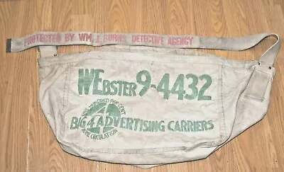 $895.50 • Buy BIG 4 ADVERTISING AGENCY CARRIER Paper Boy Delivery Canvas Bag WMJ Burns ILL ? 