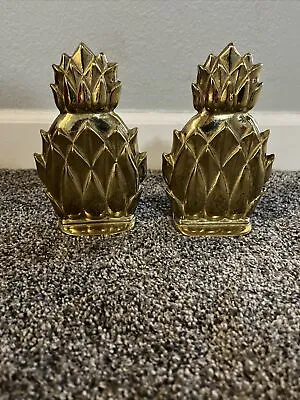 Pair Of Virginia Metalcrafters Brass Pineapple Bookends Newport N8-2 VMC Fruit • $35