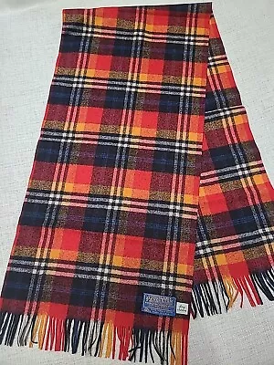 VTG Pendleton Woolen Mills Tartan Plaid Virgin Wool Scarf 12 X48  MADE USA • $19.95