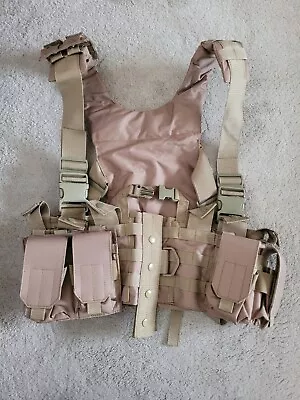 Brand New Tactical Airsoft Molle Vest In Tan With Multiple Pouches • £5