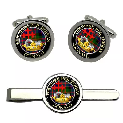 Donald Of Macdonald Scottish Clan Cufflinks And Tie Clip Set • $29.58