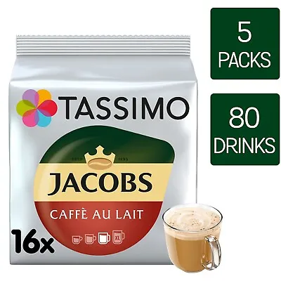 Tassimo Coffee Pods Jacobs Café Au Lait 5 Packs (80 Drinks) • £27.49