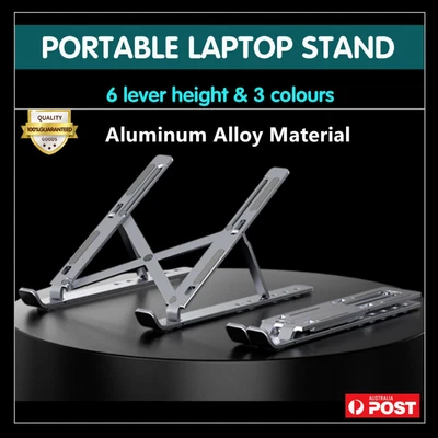 $16.53 • Buy Portable Adjustable Aluminum Alloy Laptop Stand Foldable Desktop Tripod Tray AU